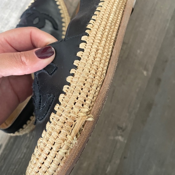 CHANEL Lambskin Leather & Woven Raffia Espadrilles - Picture 4 of 8